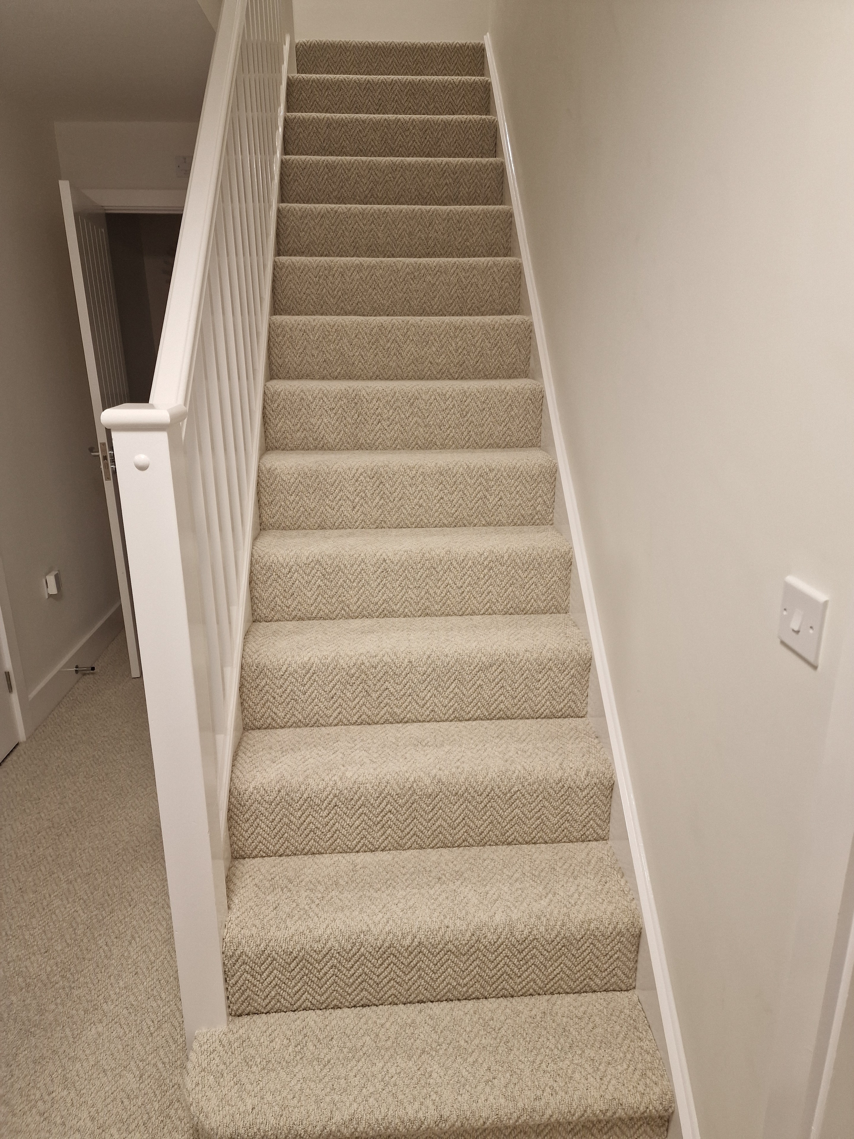 Herringbone stair runner close-up
