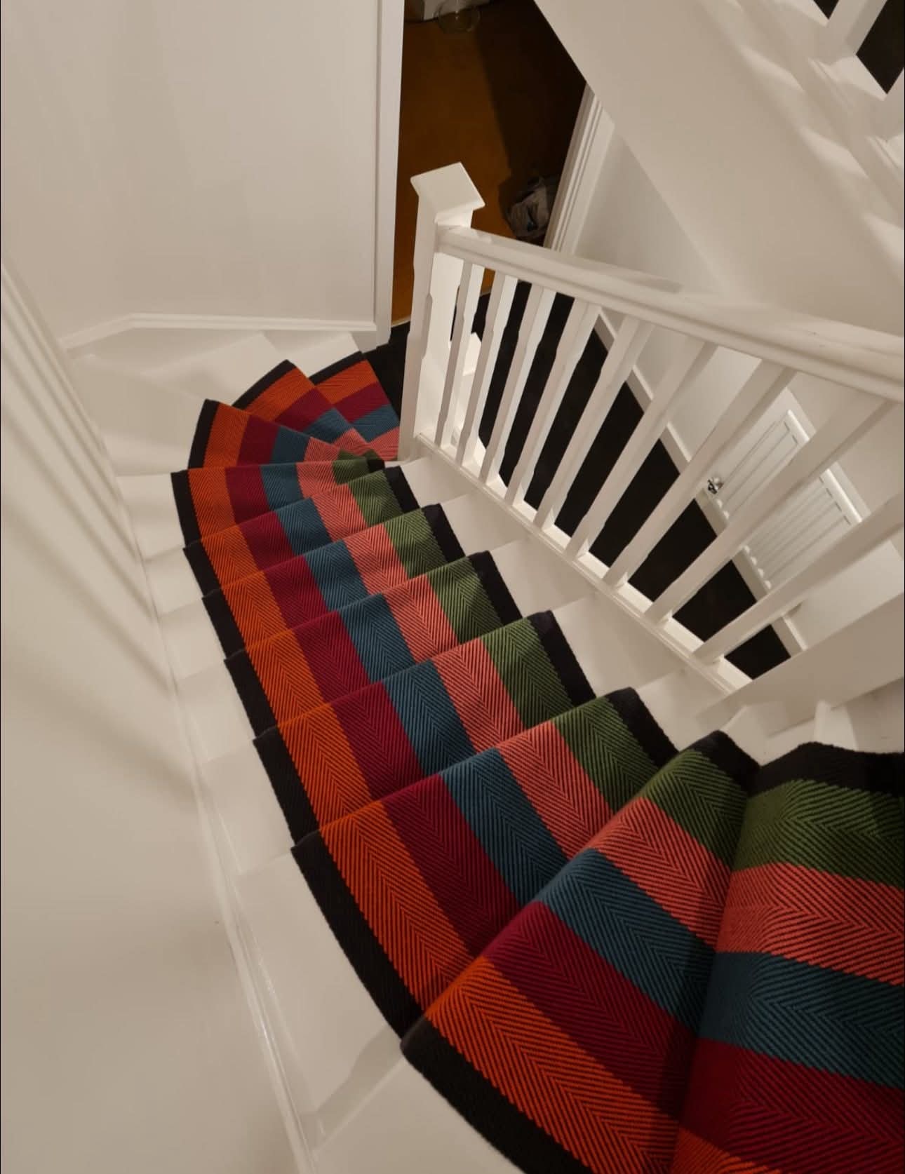 Colourful striped stair runner